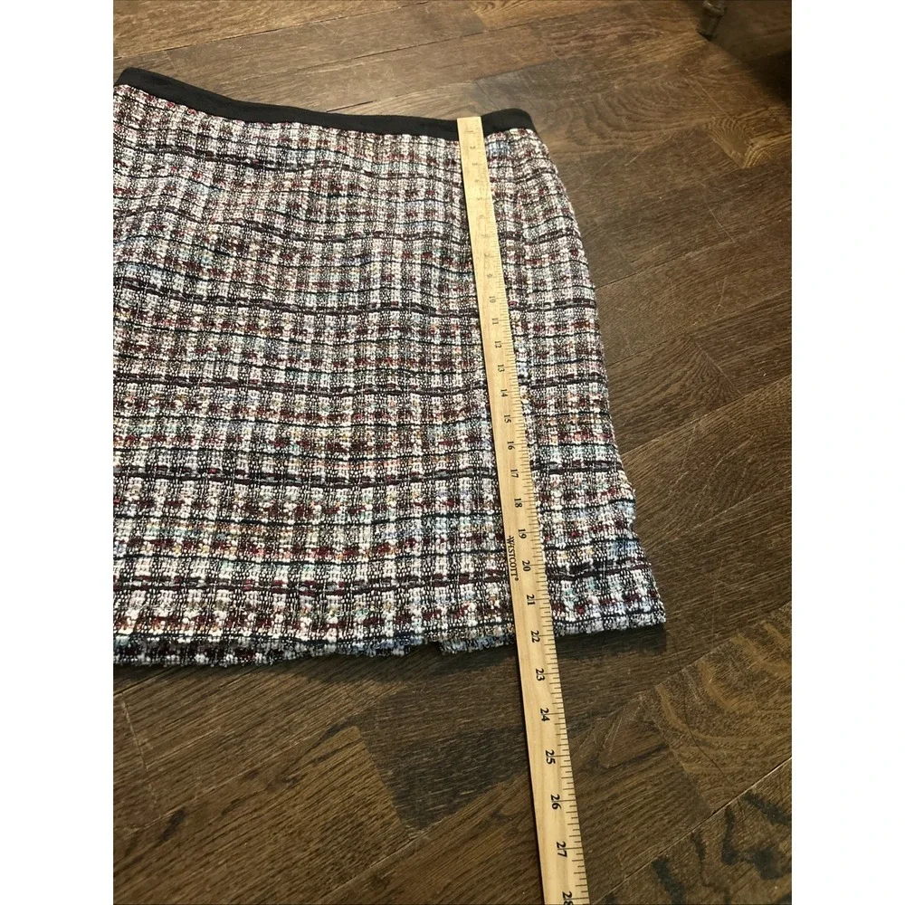 Talbots Tweed Pencil Skirt Womens 14P Blue Red Business‎ Straight Knee Length